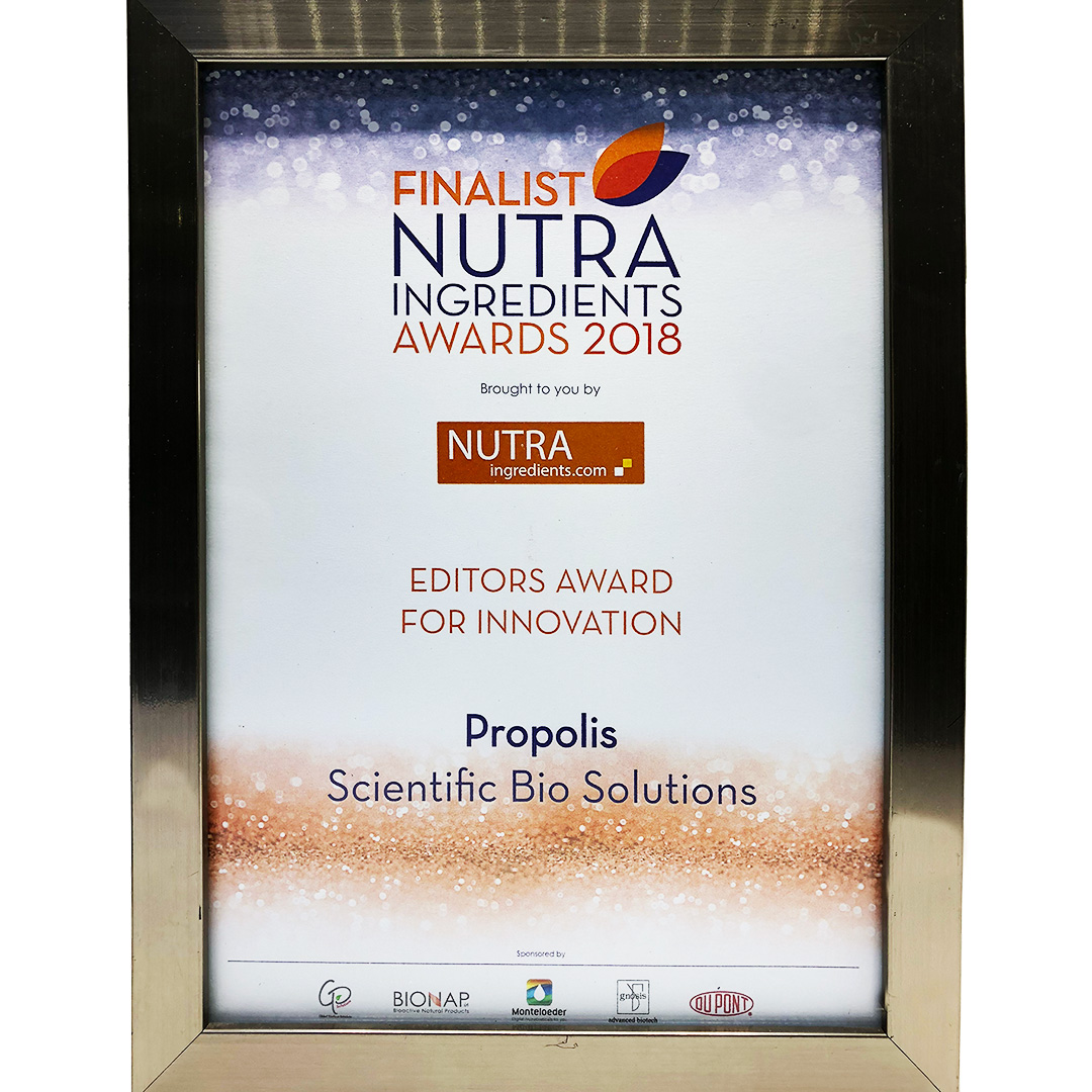 2018 -  Nutraingredients Awards - Editor’s Awards for Innovation - BEE'O Propolis Damla